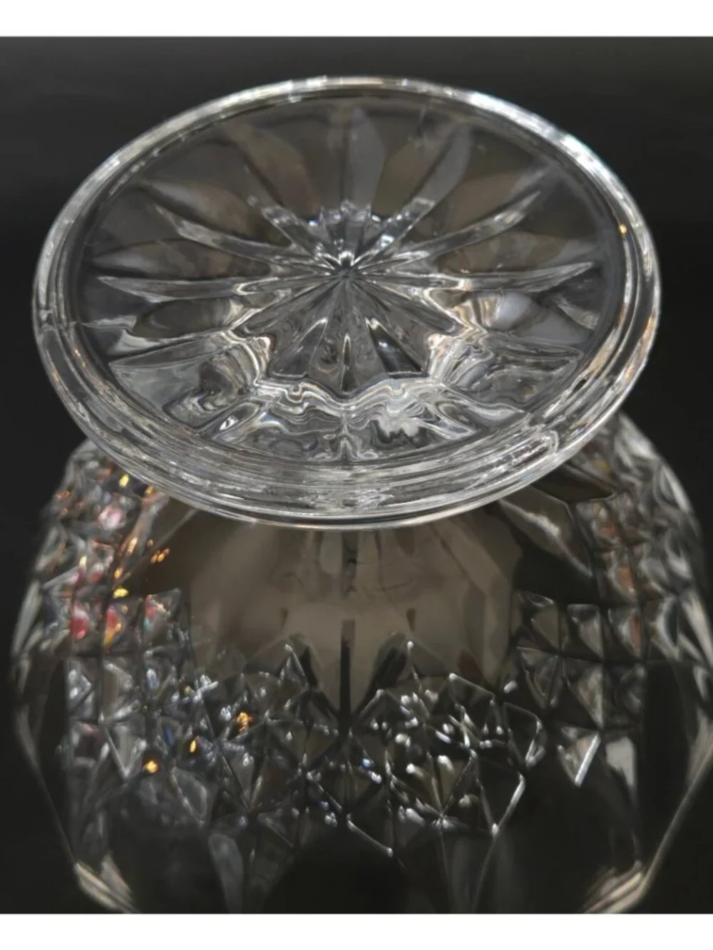 Crystal DArques Sugar Bowl, Candy Dish With Lid Diamond Design